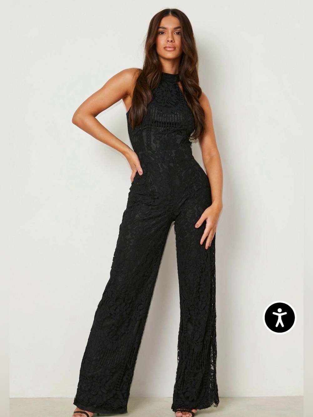 Black Lace Jumpsuit - Classic Evening Look